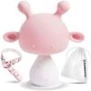 Pandamelon Silicone Baby Teething Toys Rattling, Mushroom Teether, Pink.