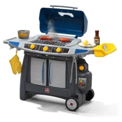 Step2 Sizzle & Smoke Barbecue Blue Toddler Grill Playset With 15 Piece Plastic Barbeque Play Set | BigEasyMart.com