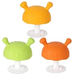 Eco Inspired Baby Mushroom Teether Toy, Baby Boy & Girl Teething Toys, 3 Pack.