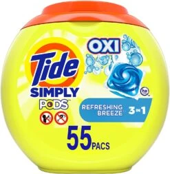 Tide Simply Pods + Oxi Laundry Detergent Soap Pods, Refreshing Breeze, 55 Count, 30 Ounces | BigEasyMart.com