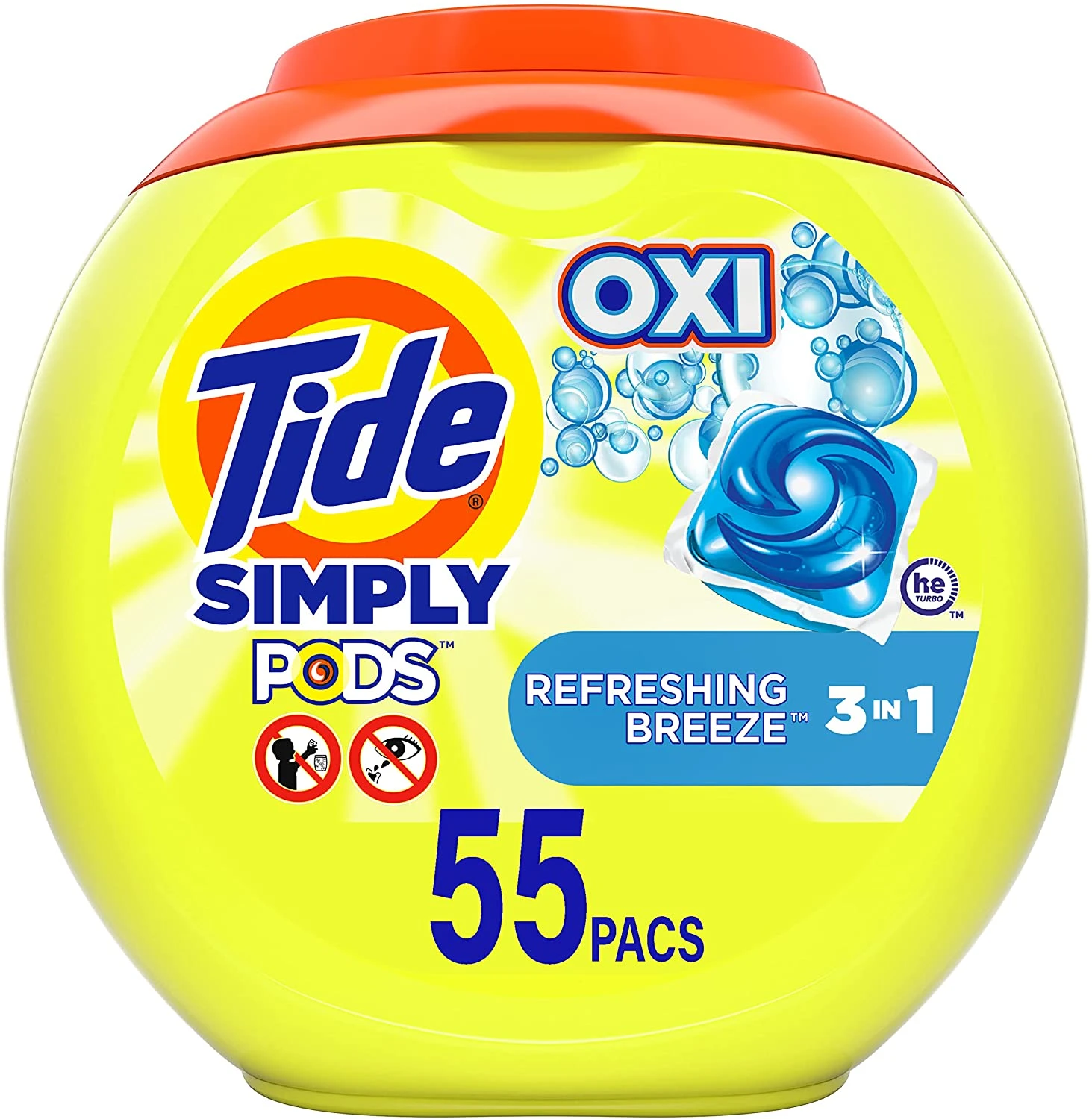 Tide Simply Pods + Oxi Laundry Detergent Soap Pods, Refreshing Breeze, 55 Count, 30 Ounces | BigEasyMart.com
