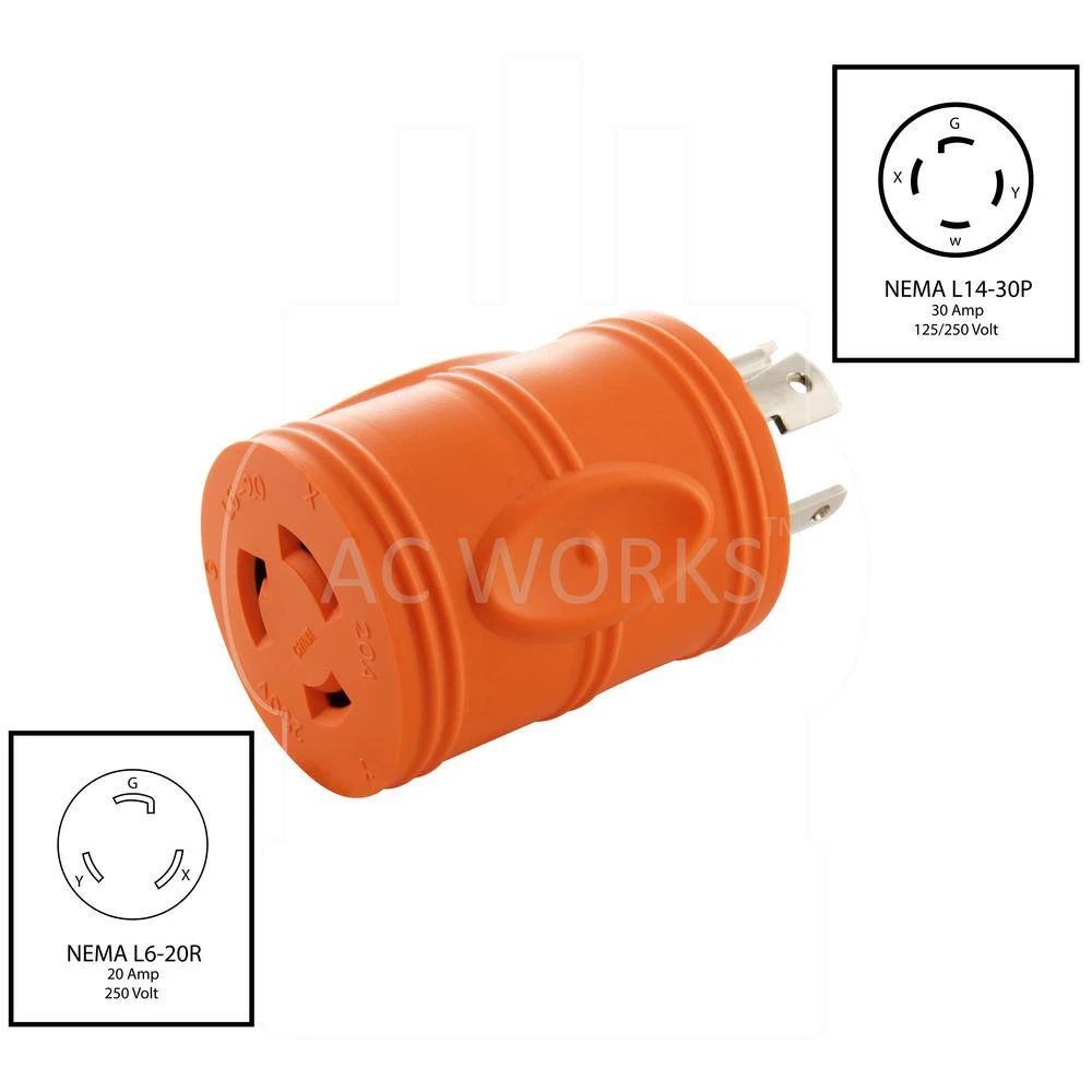 AC WORKS ADL1430L620 Locking Adapter NEMA L14-30P 30Amp 125/250Volt 4Prong | BigEasyMart.com - Image 2