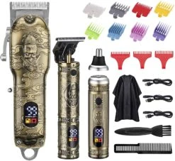 BerZalah Hair Clippers For Men Beard Trimmer Nose Hair Trimmer 3pcs Set, USB Rechargeable LED Display | BigEasyMart.com