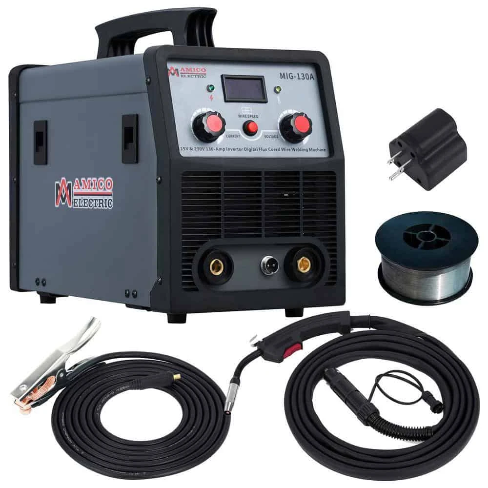 AM AMICO ELECTRIC MIG-130A 130 Amp MIG Wire Feeder Flux Cored Wire Gasless Welder, 115-Volt And 230-Volt IGBT Inverter Welding, 80% Duty Cycle | BigEasyMart.com