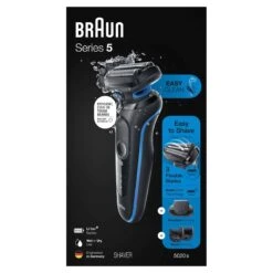 Braun Series 5 5020s Electric Shaver With Beard Trimmer For Men, Wet & Dry, Rechargeable, Blue | BigEasyMart.com