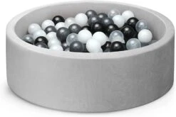 Gray Ball Pit, ∅ 2.75in 200 Balls Included, Memory Foam Ball Pits For Toddlers Soft Children Round Playpen 35 X 12 Inch，Black Ball | BigEasyMart.com