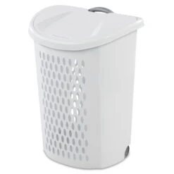 Sterilite Ultra™ Wheeled Hamper Plastic, White | BigEasyMart.com
