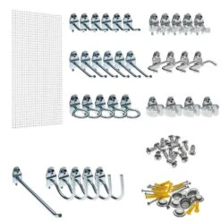 Triton Products DB-36WH-Kit 9/32 In. White Polypropylene Pegboards With Locking Hook Assortment (36-Piece) | BigEasyMart.com