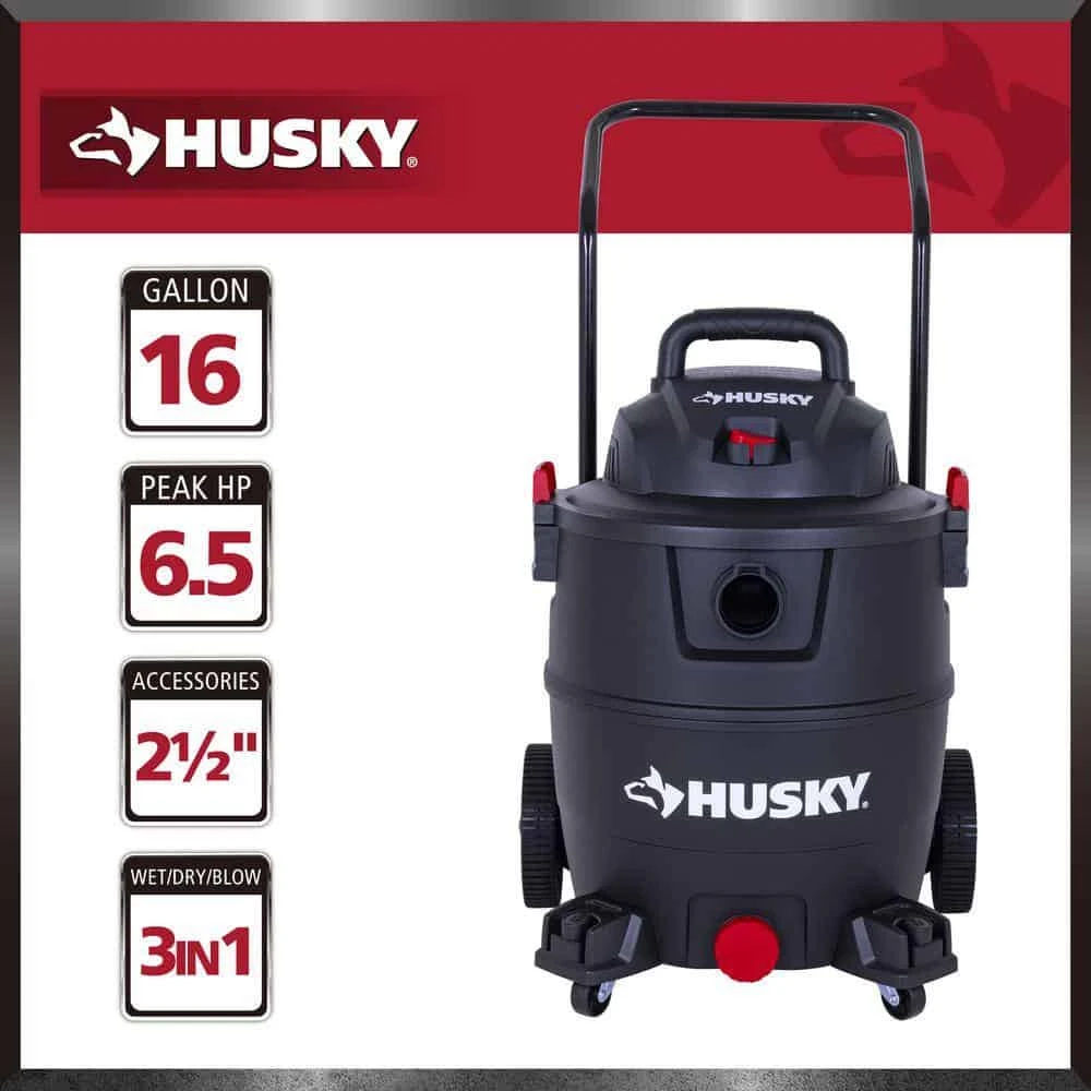 Husky AT18621P-16A 16 Gal. Poly Cart-Design Wet/Dry Vac With A Cartridge Filter, Hose, And Accessories | BigEasyMart.com - Image 10