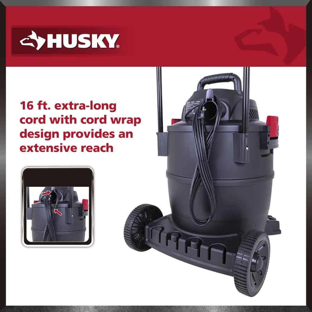 Husky AT18621P-16A 16 Gal. Poly Cart-Design Wet/Dry Vac With A Cartridge Filter, Hose, And Accessories | BigEasyMart.com - Image 11