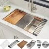 Ruvati 1002708069 32 In. Single Bowl Undermount 16-Gauge Stainless Steel Ledge Kitchen Sink With Sliding Accessories | BigEasyMart.com