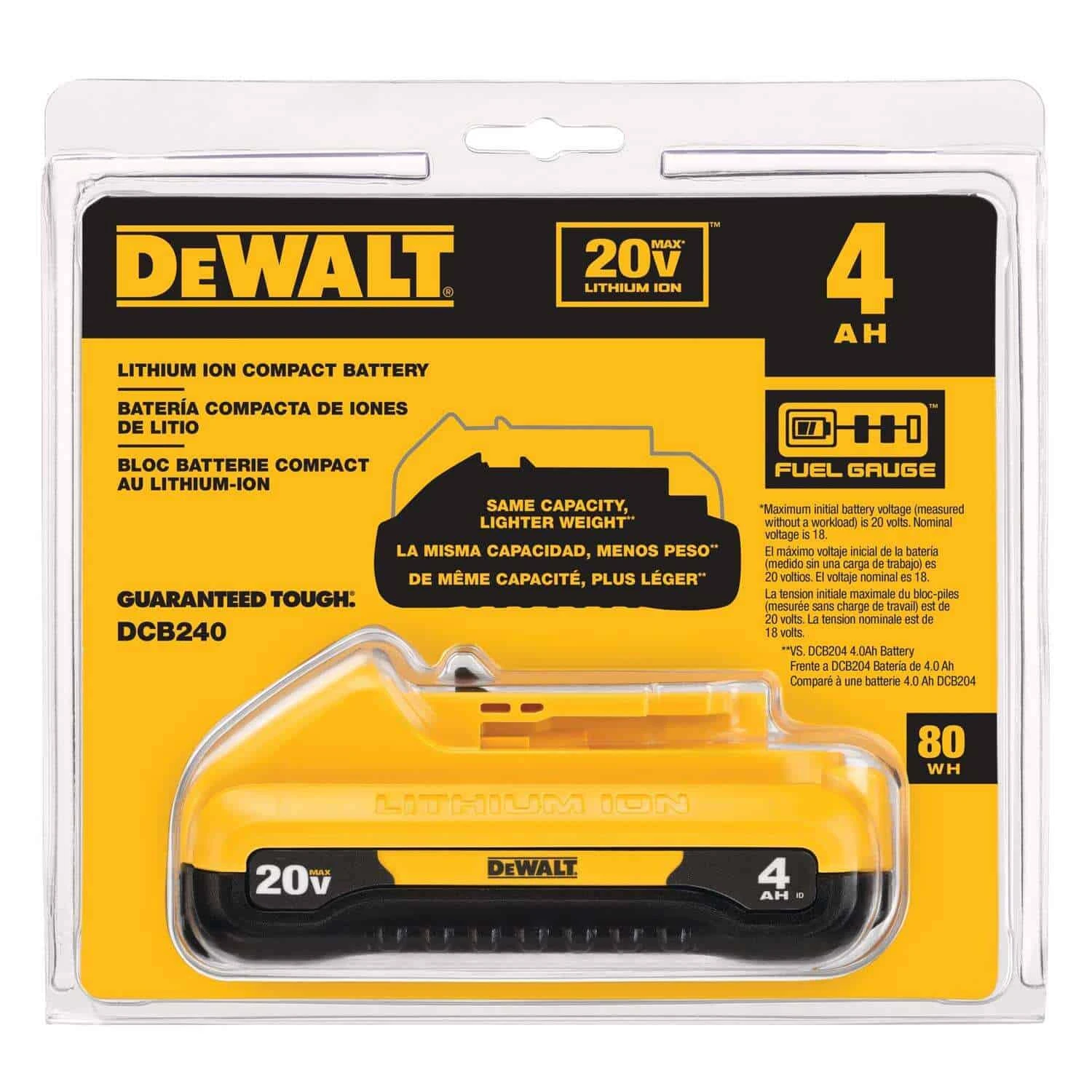 DeWalt 20V MAX DCB240 20 V 4 Ah Lithium-Ion Battery 1 Pc | BigEasyMart.com