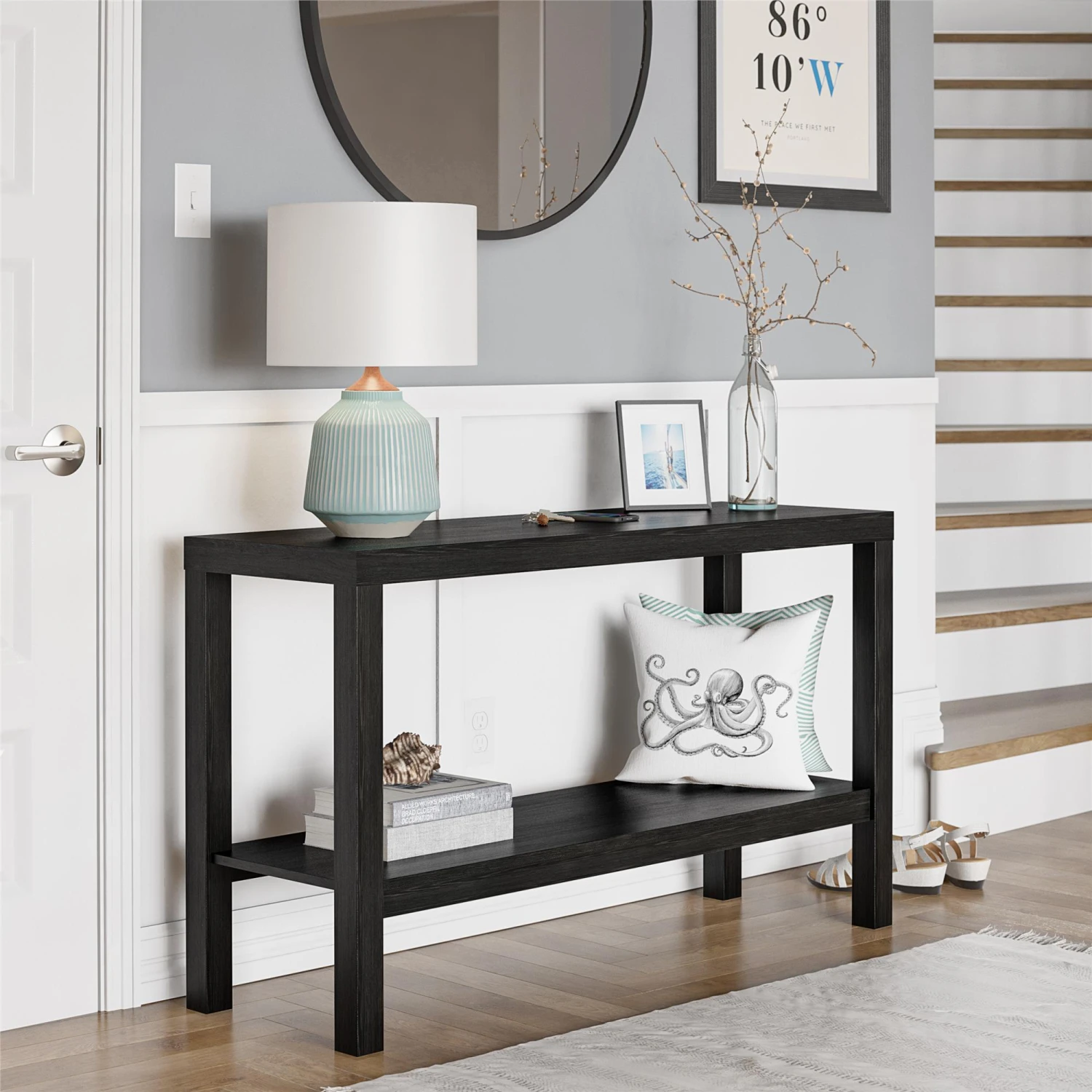 Mainstays Parsons Console Table, Multiple Colors Available - Black Oak | BigEasyMart.com