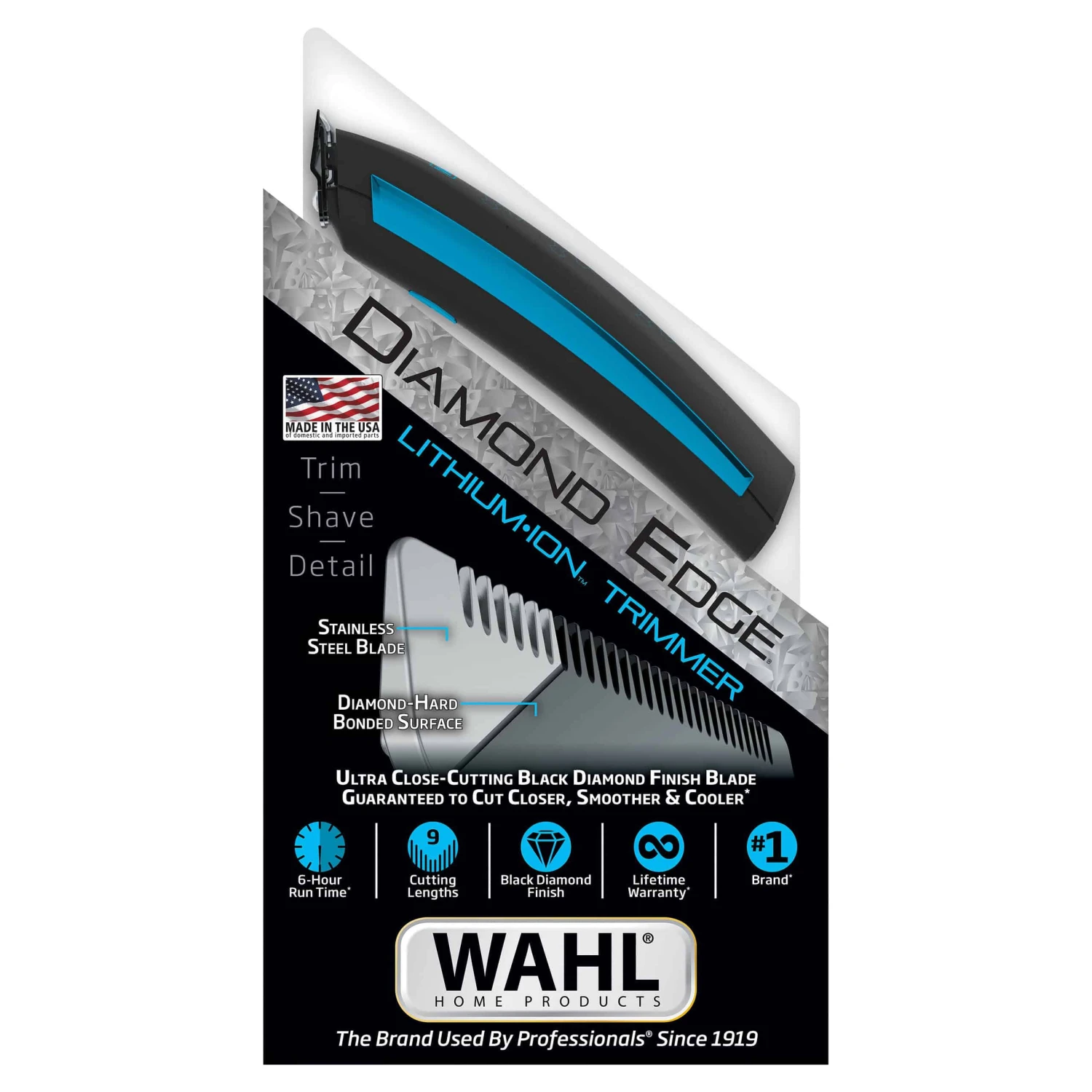 Wahl Diamond Edge Lithium-Ion Cordless Beard Trimmer Kit, Men, 12pc, Black - 9886-600 | BigEasyMart.com - Image 10
