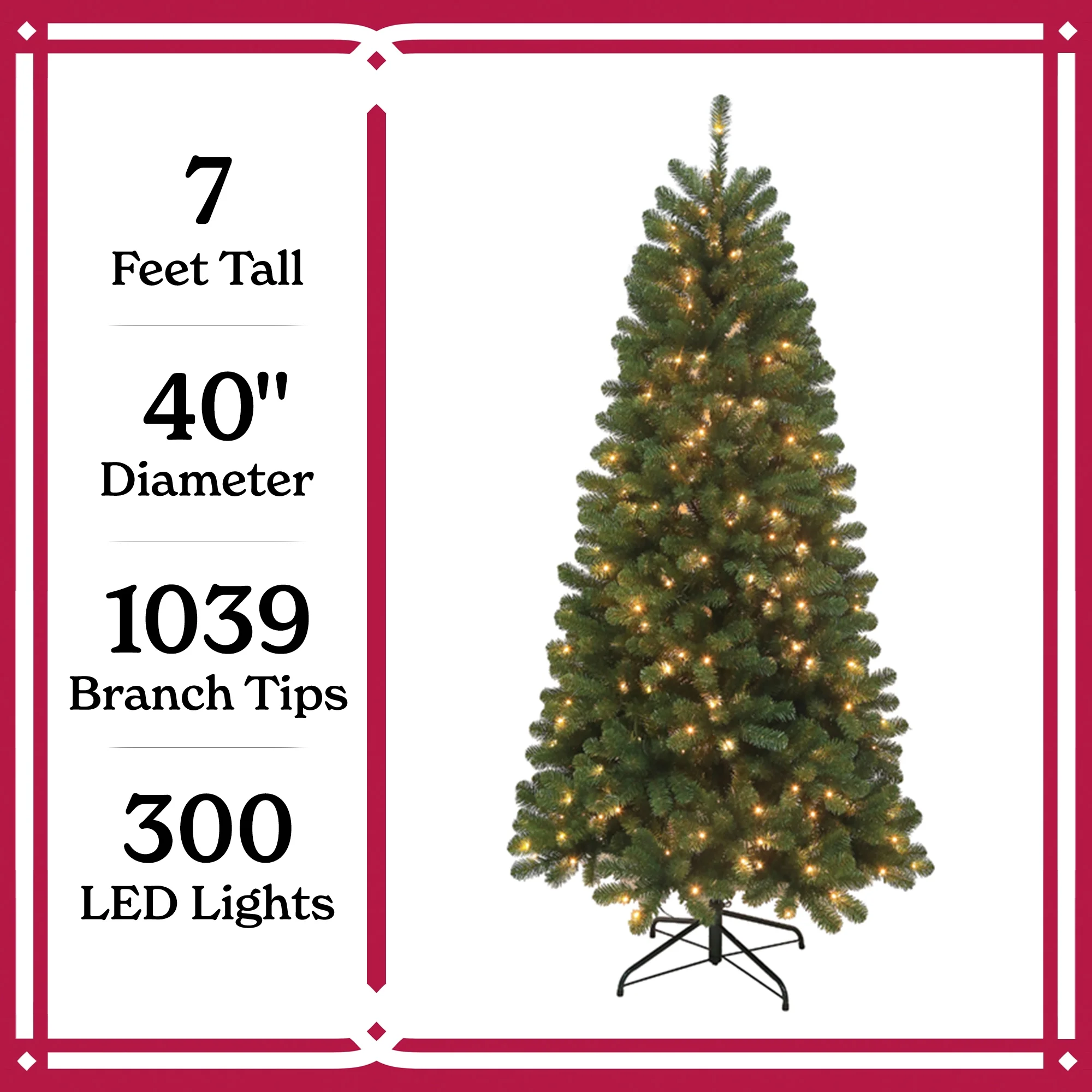 Holiday Time 7 Ft Pre-Lit Brideport Spruce Artifical Christmas Tree With 300 Warm LED Lights | BigEasyMart.com - Image 5