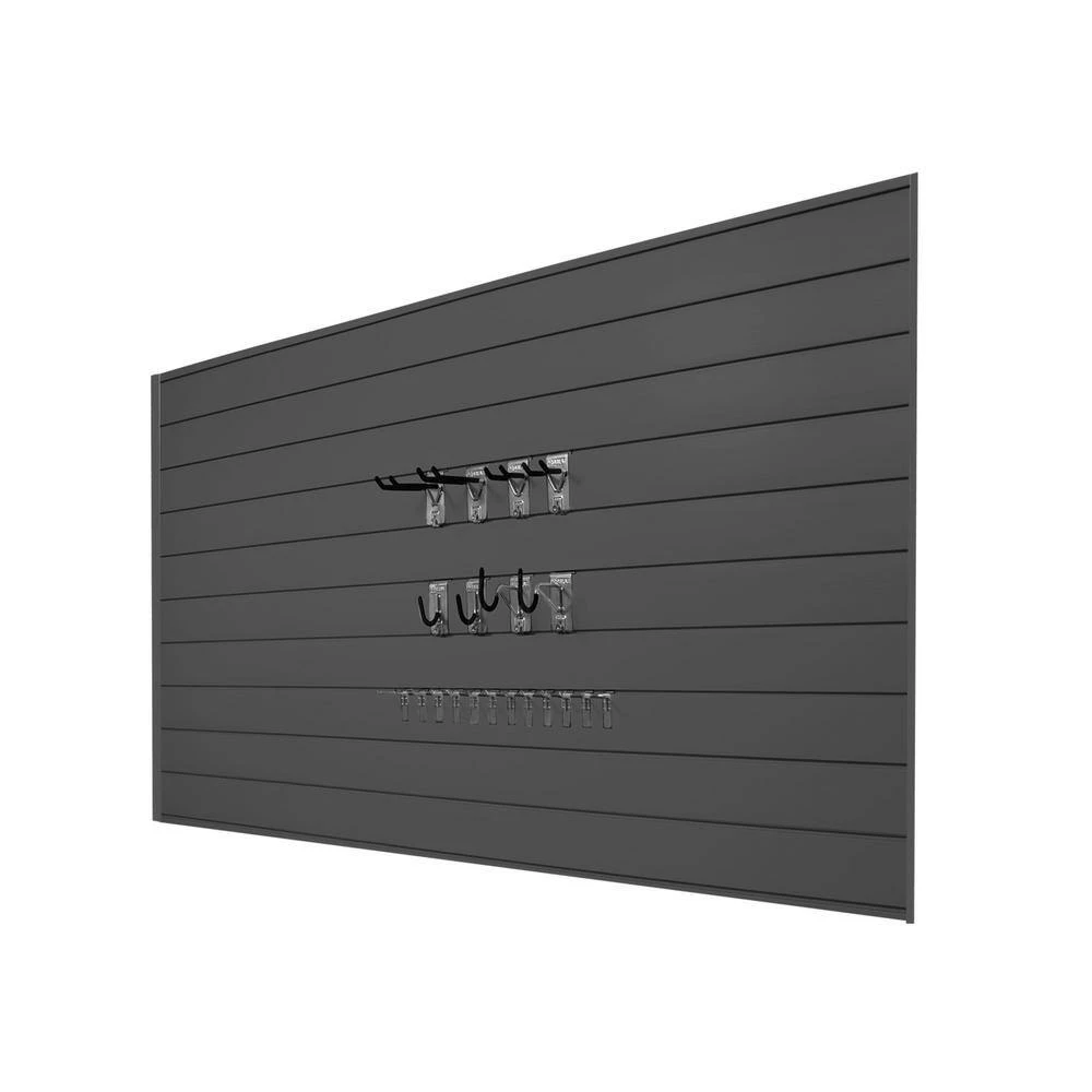 Proslat 33012 PVC Slatwall 8 Ft. X 4 Ft. Charcoal Hook Kit Bundle (20-Piece) | BigEasyMart.com - Image 4