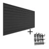Proslat 33012 PVC Slatwall 8 Ft. X 4 Ft. Charcoal Hook Kit Bundle (20-Piece) | BigEasyMart.com