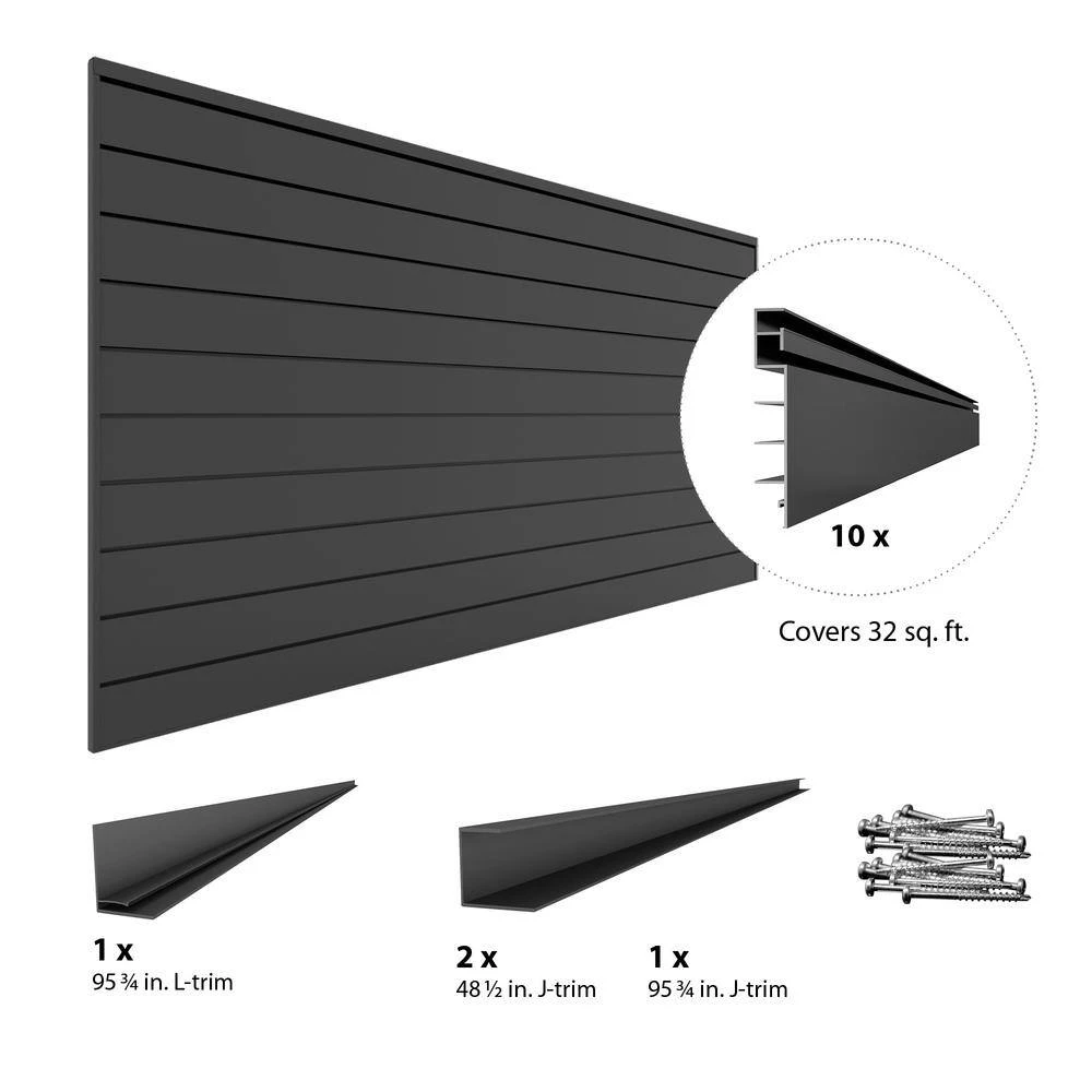 Proslat 33012 PVC Slatwall 8 Ft. X 4 Ft. Charcoal Hook Kit Bundle (20-Piece) | BigEasyMart.com - Image 2