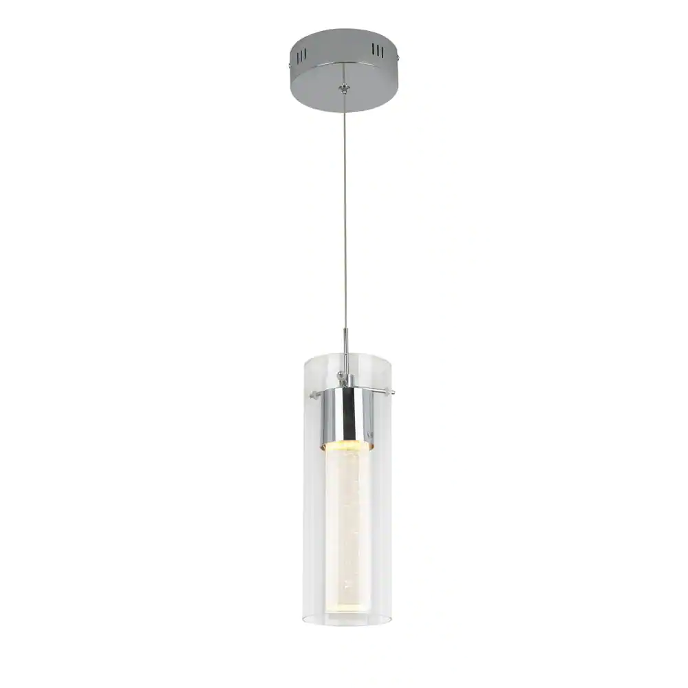 Artika OME1LB-HD2D Essence 1-Light Chrome Modern Integrated LED Ceiling Hanging Pendant Light | BigEasyMart.com