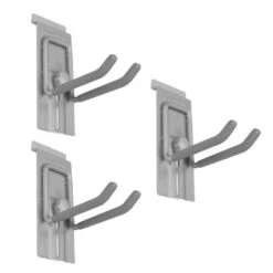 CROWNWALL DHK4-L-3P Slatwall 55 Lbs. 4 In. Locking Double Hook (3-Pack) | BigEasyMart.com