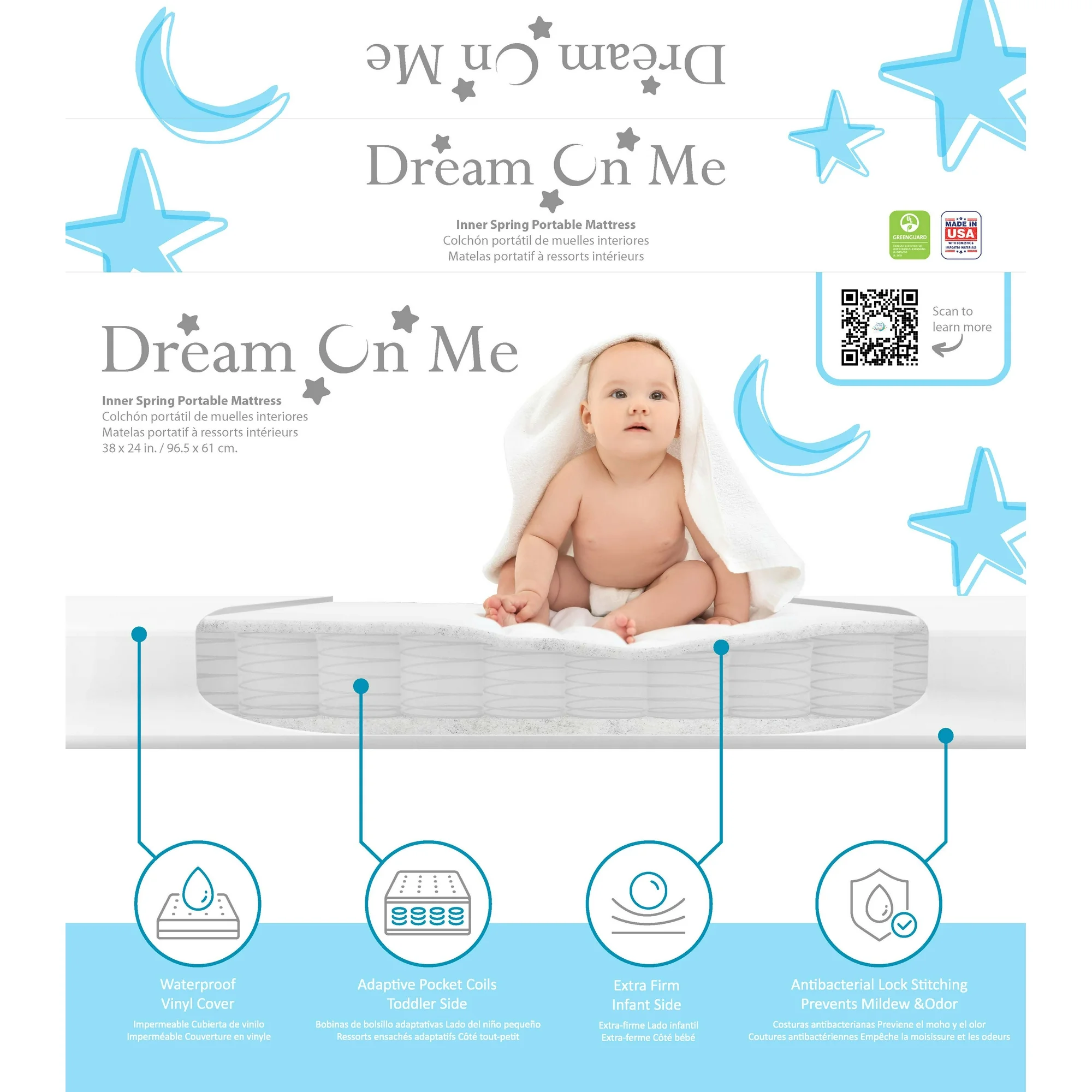 Dream On Me, 3" Innerspring Mini Crib Mattress | BigEasyMart.com - Image 3