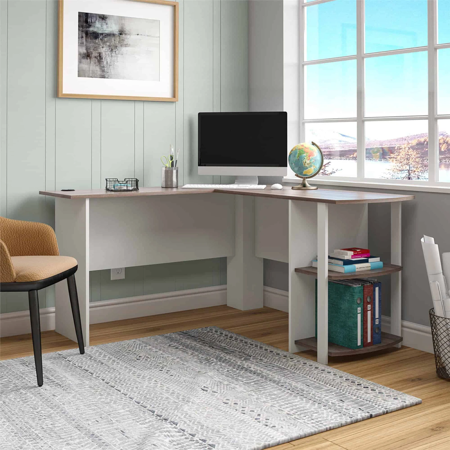 Ameriwood Home Dominic L Desk With Bookshelves, White | BigEasyMart.com - Image 2
