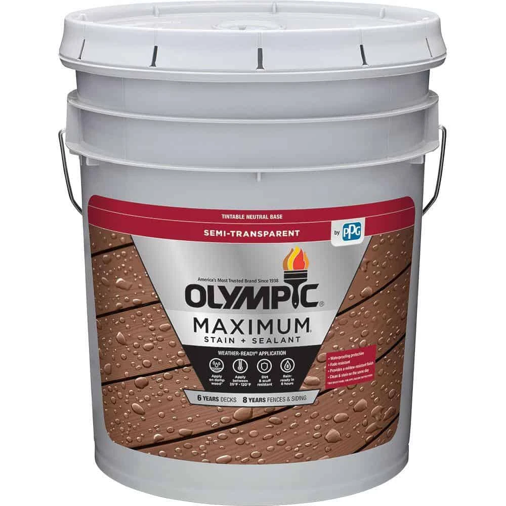 Olympic OLY729-05 Maximum 5 Gal. Dark Mahogany Semi-Transparent Exterior Stain And Sealant In One Low VOC | BigEasyMart.com - Image 2