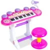 Best Choice Products 37-Key Kids Electronic Piano Keyboard W/ Multiple Sounds, Lights Microphone, Stool - Pink | BigEasyMart.com