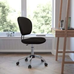 Flash Furniture Mid-Back Black Mesh Padded Swivel Task Office Chair With Chrome Base | BigEasyMart.com