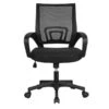 Adjustable Mid Back Mesh Swivel Office Chair With Armrests, Black | BigEasyMart.com