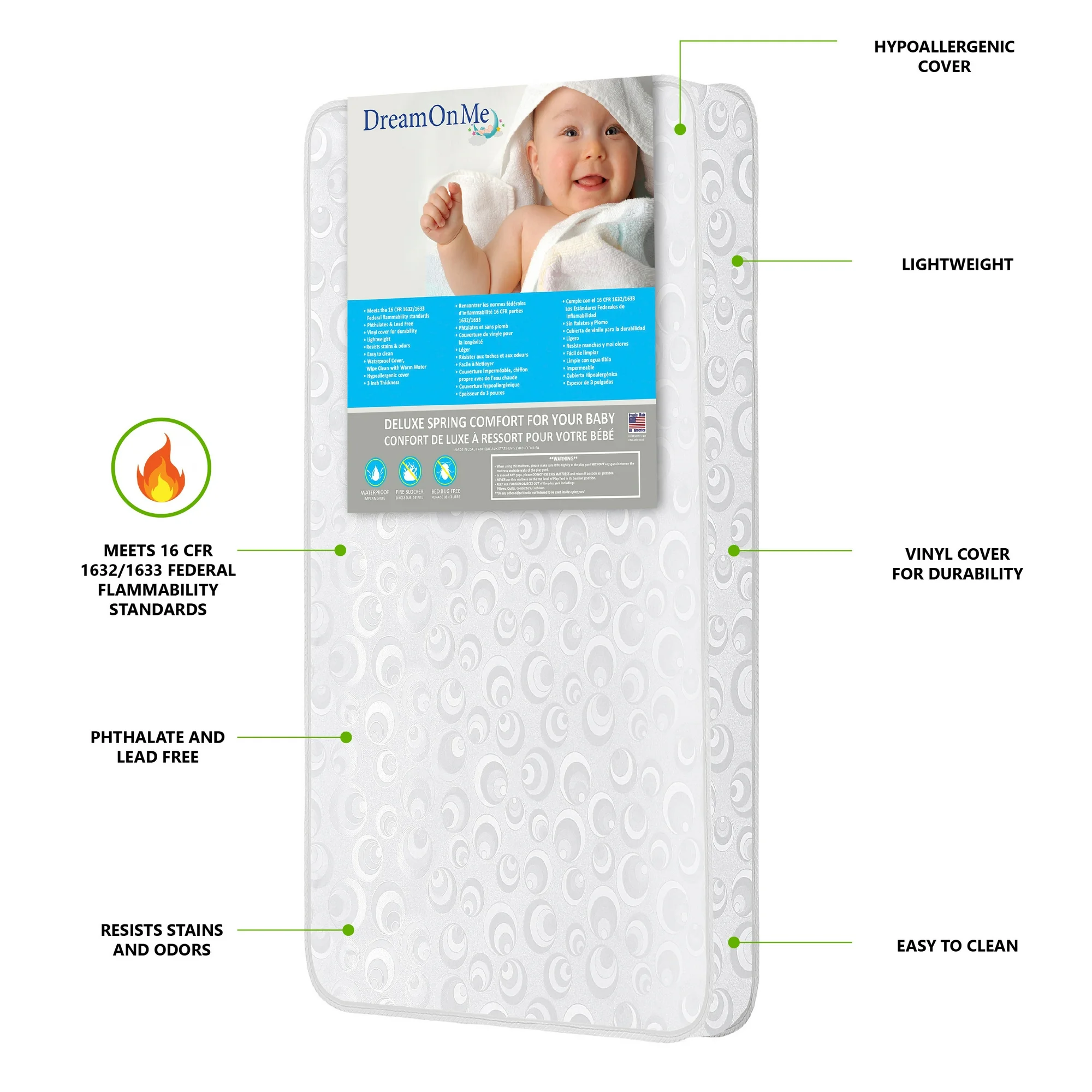 Dream On Me, 3" Innerspring Mini Crib Mattress | BigEasyMart.com - Image 5