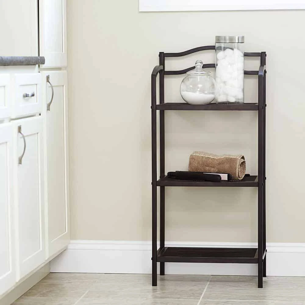 HOUSEHOLD ESSENTIALS 8051-1 Espresso Free-Standing 3-Tier Metal Shelving Unit (17 In. W X 35 In. H X 10.5 In. D) | BigEasyMart.com - Image 5