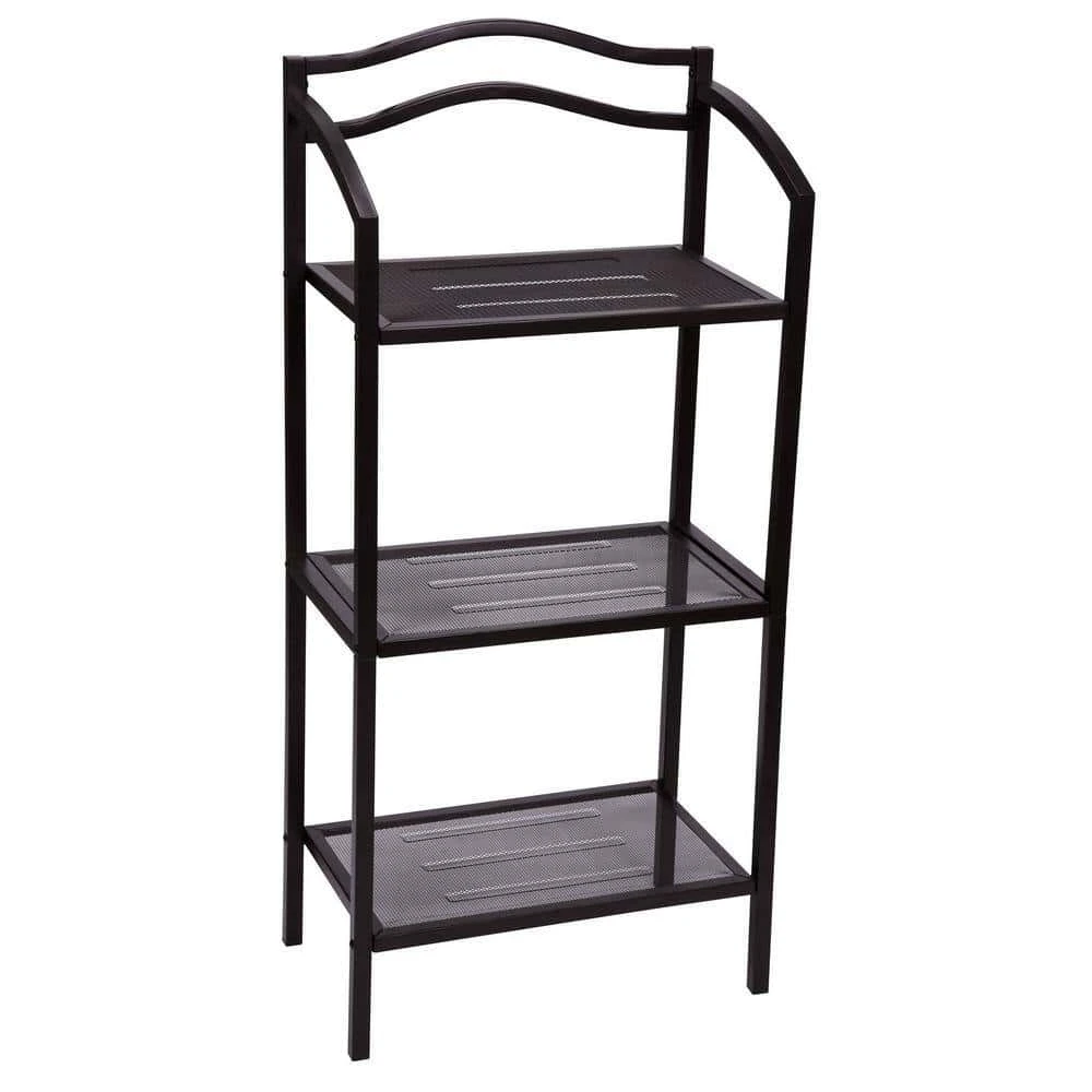HOUSEHOLD ESSENTIALS 8051-1 Espresso Free-Standing 3-Tier Metal Shelving Unit (17 In. W X 35 In. H X 10.5 In. D) | BigEasyMart.com