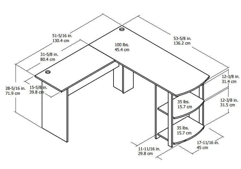 Ameriwood Home Dominic L Desk With Bookshelves, White | BigEasyMart.com - Image 7