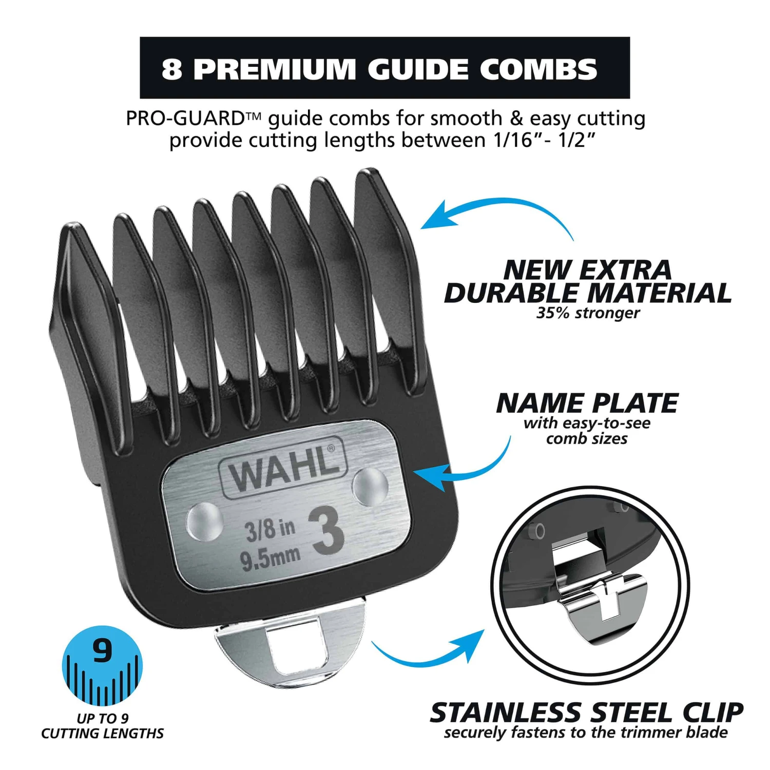 Wahl Diamond Edge Lithium-Ion Cordless Beard Trimmer Kit, Men, 12pc, Black - 9886-600 | BigEasyMart.com - Image 4