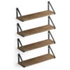 Wallniture Ponza 17" Wall Shelf Rustic Decor Set Of 4 Floating Shelves, Wood, Natural Burned | BigEasyMart.com