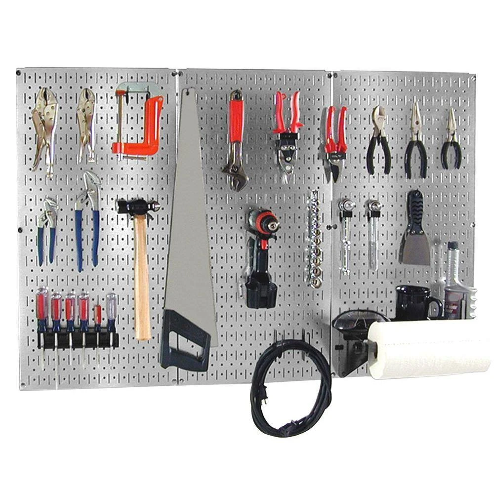 Wall Control 30BAS300GVB 32 In. X 48 In. Shiny Metallic Galvanized Steel Pegboard | BigEasyMart.com