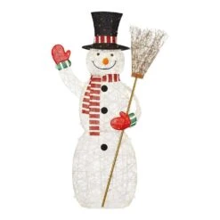 Home Accents Holiday 23RT01223112 6 Ft. Warm White LED Snowman With Broom Stick Holiday Yard Decoration | BigEasyMart.com