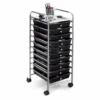 Costway 10 Drawer Rolling Storage Cart Scrapbook Paper Office School Organizer Black | BigEasyMart.com