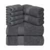 Utopia Towels 8-Piece Premium Towel Set, 2 Bath Towels, 2 Hand Towels, And 4 Wash Cloths, (Grey) | BigEasyMart.com