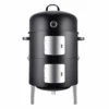 Realcook Vertical 17 Inch Steel Charcoal Smoker, Heavy Duty Round BBQ Grill For Outdoor Cooking, Black | BigEasyMart.com