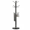 Kertnic Metal Coat Rack Stand With Natural Marble Base, Free Standing Hall Tree With 12 Hooks (Black) | BigEasyMart.com