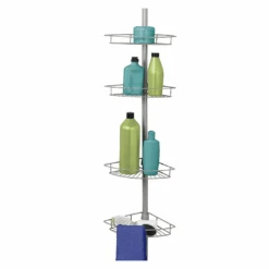 Zenna Home 2156NN Tension Pole Shower Caddy, Nickel