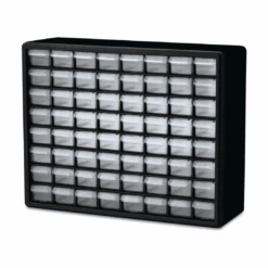 Akro-Mils 10164 64 Drawer Plastic Parts Storage Hardware And Craft Cabinet, 20" X 15.75", Black | BigEasyMart.com