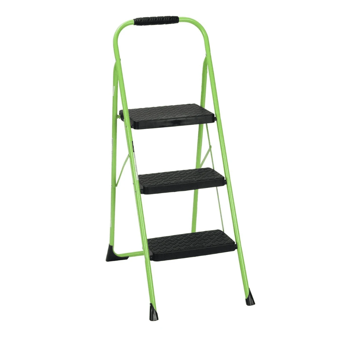 Cosco 11408GNF1E, Green Three Big Folding Step Stool With Rubber Hand Grip | BigEasyMart.com