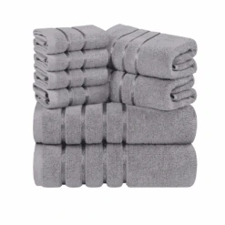 Utopia Towels 8-Piece Luxury Towel Set, 2 Bath Towels, 2 Hand Towels, And 4 Wash Cloths, (Cool Grey) | BigEasyMart.com