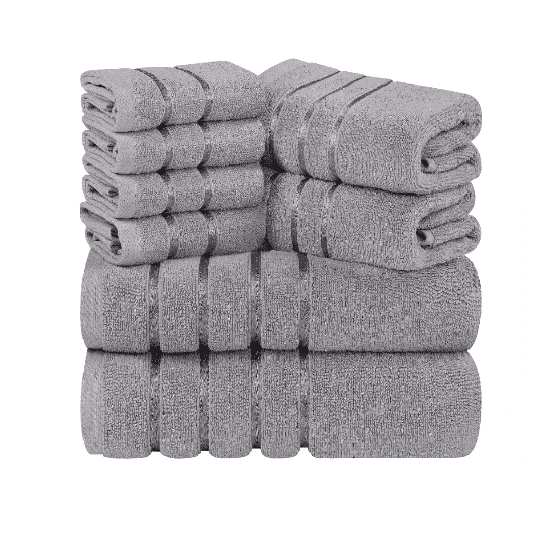 Utopia Towels 8-Piece Luxury Towel Set, 2 Bath Towels, 2 Hand Towels, And 4 Wash Cloths, (Cool Grey) | BigEasyMart.com
