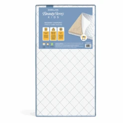 Simmons BeautySleep Kids Radiant Diamond Crib And Toddler Mattress, Waterproof, Extra Firm, GREENGUARD Gold, Sustainably Sourced Fiber Core, White/Blue | BigEasyMart.com