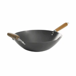 Kenmore Hammond Flat Bottom Carbon Steel Wok, 14-Inch, Black | BigEasyMart.com