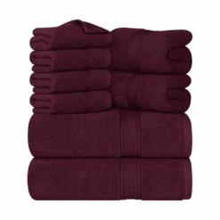 Utopia Towels 8-Piece Premium Towel Set, 2 Bath Towels, 2 Hand Towels, And 4 Wash Clothsm, Burgundy | BigEasyMart.com